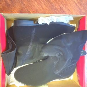 Suede mid calf boots